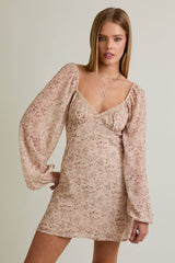 SWEETHEART MINI DRESS: BEIGE S