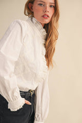 RUFFLED LACE TOP: L