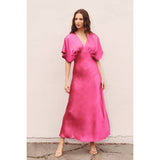 Satin Blouson Maxi Dress