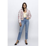 JT6514-1- ROMANTIC FLORAL PUFFER JACKET: PINK / L