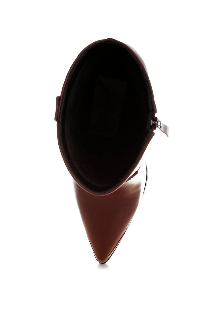 Hatter Pointed Toe Faux Leather Boots: Black / US-7.5 / UK-5.5 / EU-38.5