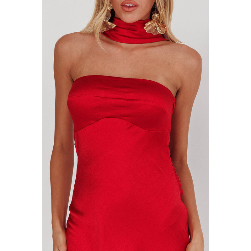 HALTER SATIN MAXI DRESS