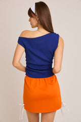 ASYMMETRICAL NECK SWEATER TOP: Ivory / S