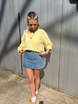 Denim Mini Wrap Button Skort