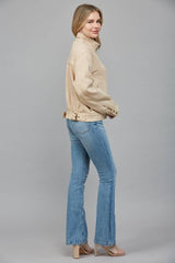 HIGH NECK FAUX SUEDE JACKET L