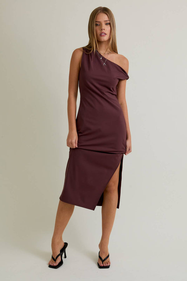 TWISTED SHOULDER DRESS: M