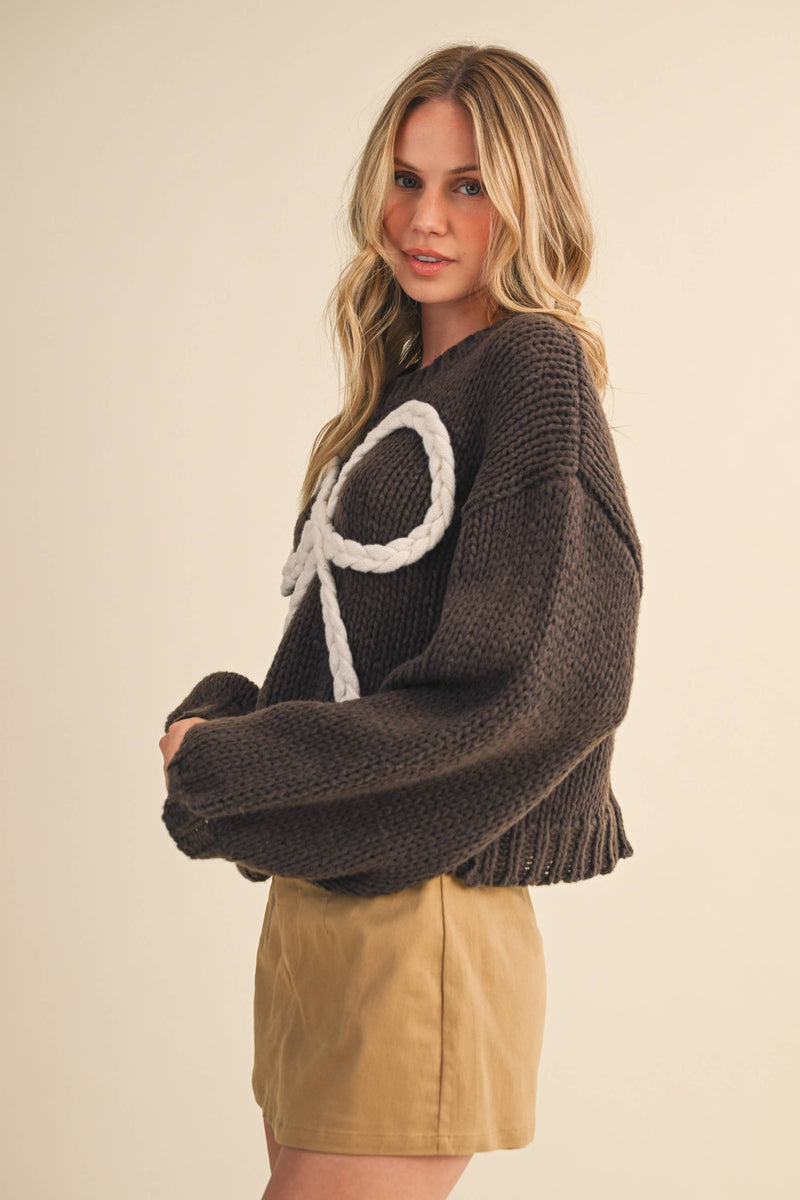 CHUNKY SWEATER TOP: MOCHA / S