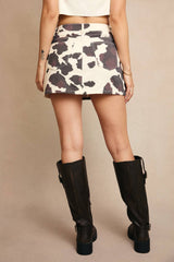 MINI SKIRT: CREAM-BROWN ANIMAL / XS