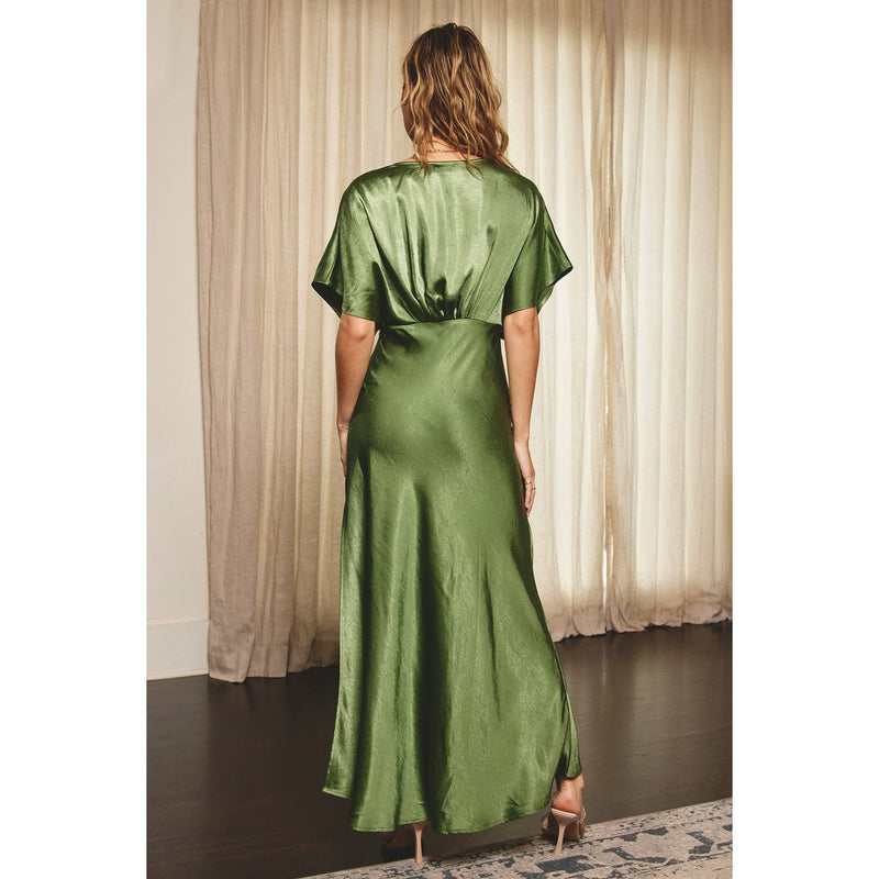 Satin Blouson Maxi Dress