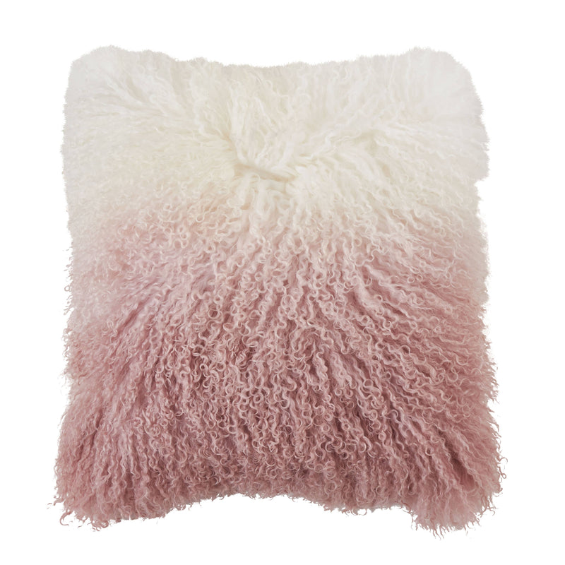 Ombre Lamb Fur Pillow: Natural / Polyester Insert / 20"