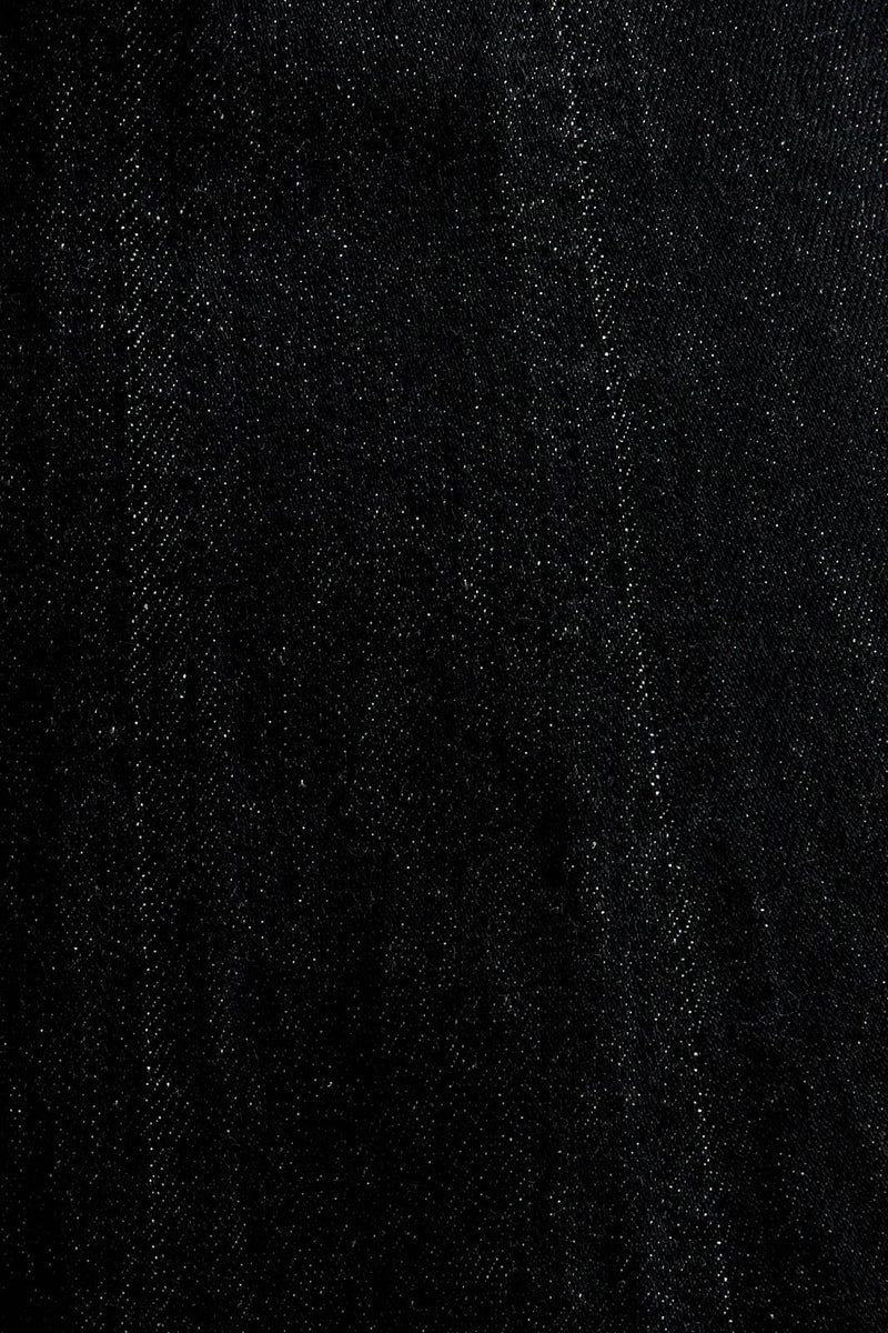 ROUND NECK SLEEVELESS DENIM DRESS: BLACK DENIM / L