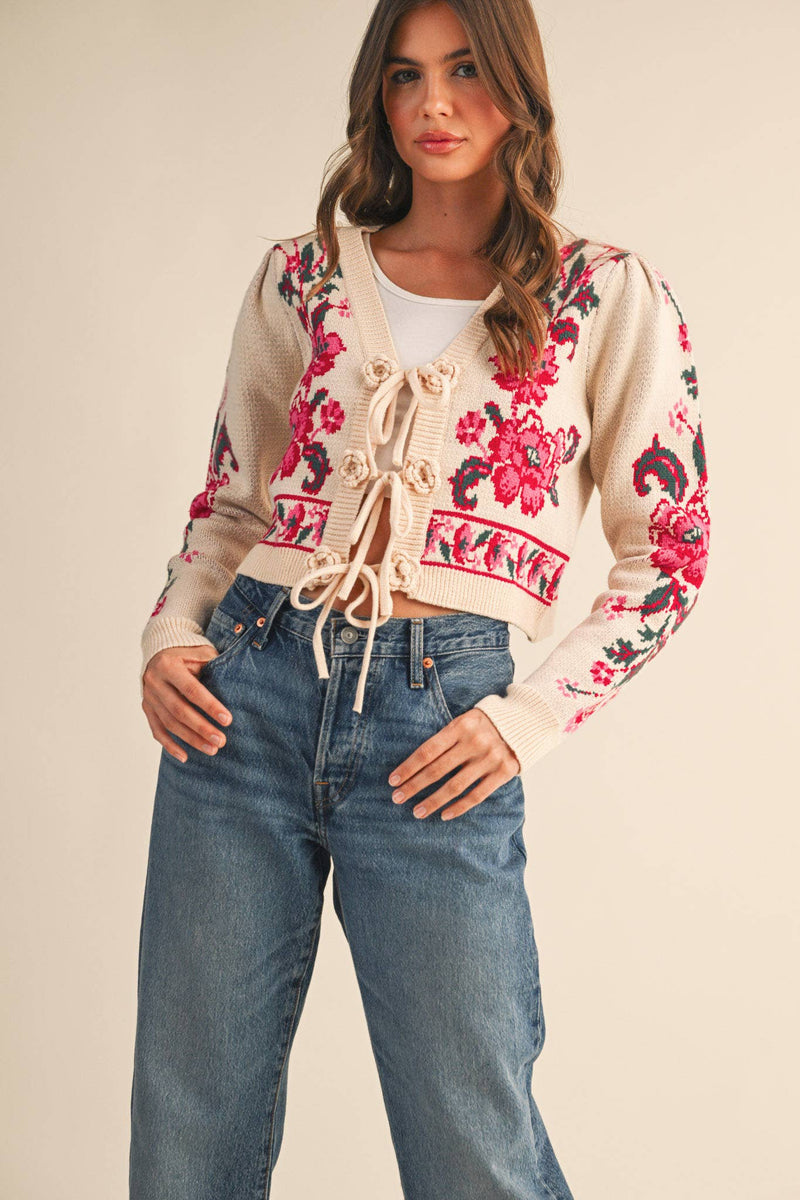 TIE-FRONT CARDIGAN: S