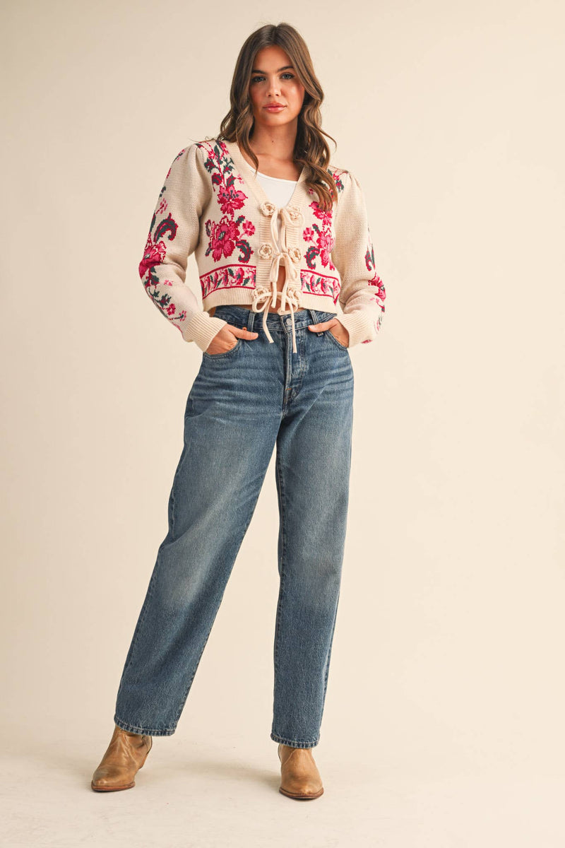 TIE-FRONT CARDIGAN: S