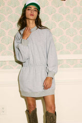 D4453 Practice Long-sleeve Terry Mini Dress: Grey / S-M-L (2-2-2)