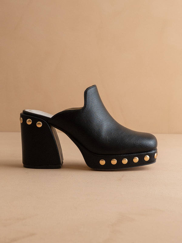 The Sierra | Black Platform Clog Mule: BLACK / 8.5