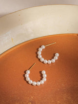 Chapin 18K Gold Non-Tarnish Pearl Hoop Earring: White