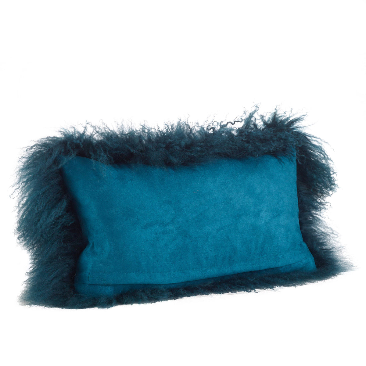 Mongolian Lamb Fur Pillow - Poly Filled: Charcoal / Polyester Insert / 12"x20"