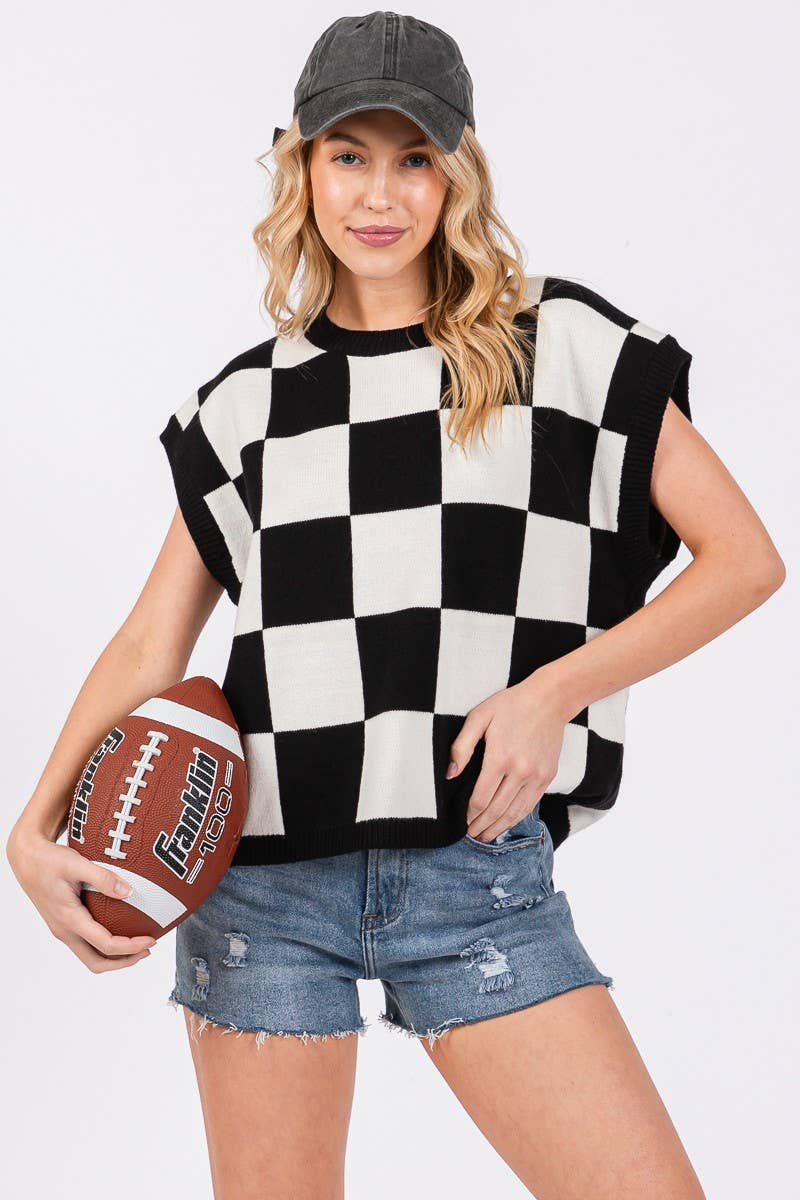 Checkered Game day Top L