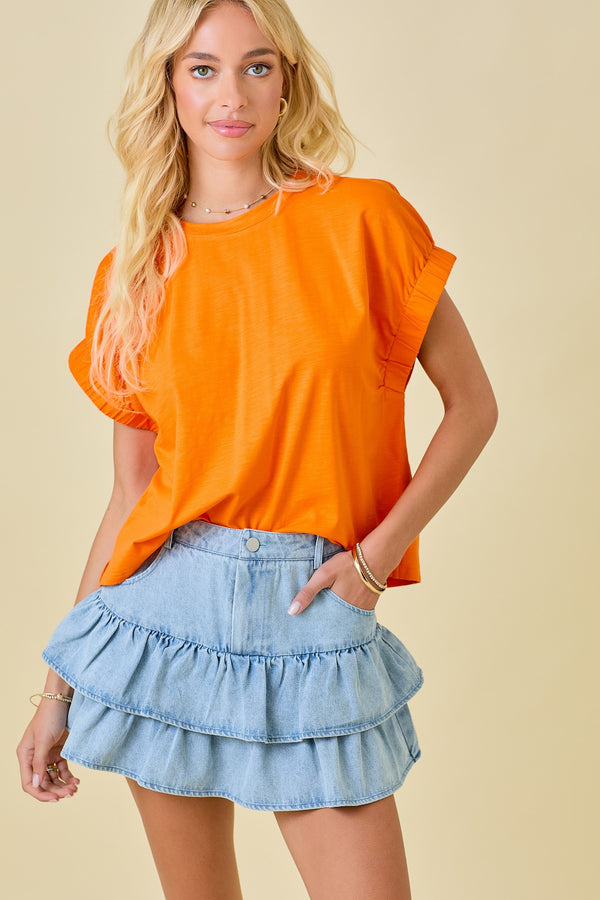 Easy Oversized Knit Top With Elastic Sleeve Detail