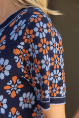 Floral Abstract Knit Top M