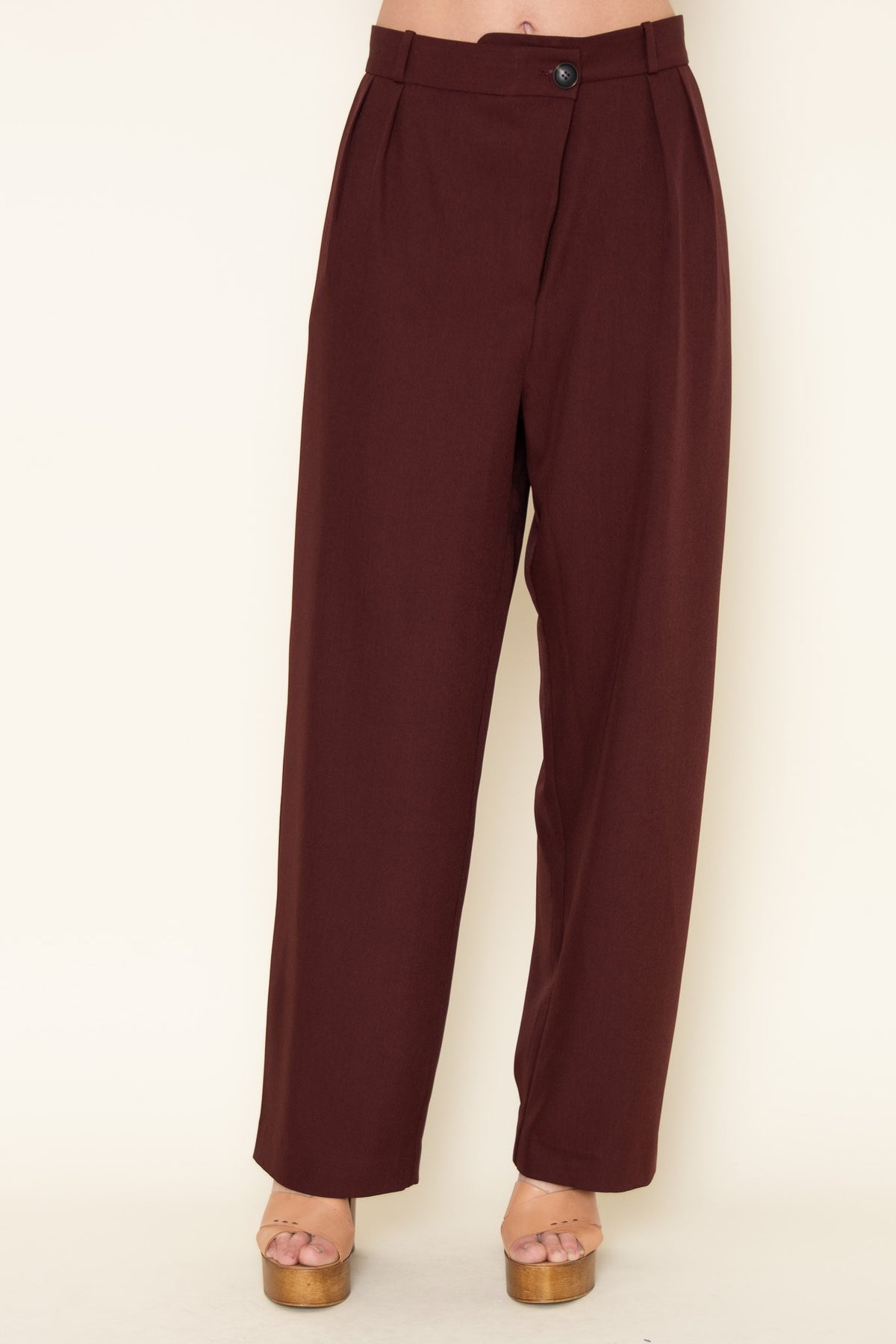 Front Pleat Straight Leg Trouser Pants