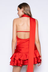 Warp Neck Low Waist Mini Dress