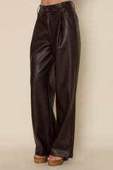 Single Pleat Vegan Leather Pants