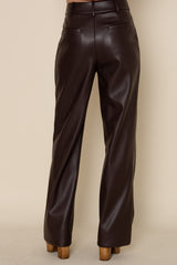 Single Pleat Vegan Leather Pants