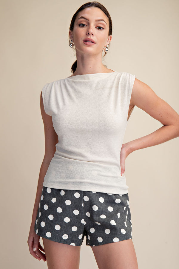 Cowl Neck Knit Top – Ivory