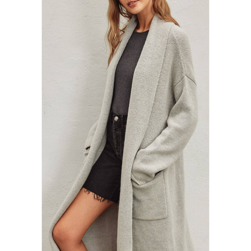 Cozy Long Cardigan: LIGHT GREY / S/M-M/L(4-2)