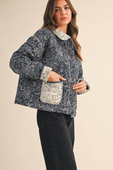 BANDANA PRINT JACKET: Navy / M