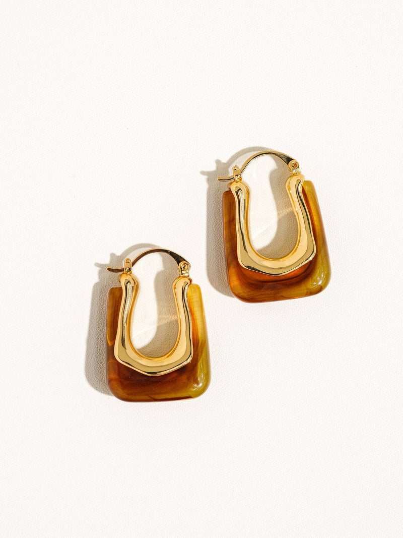 Talia 18K Gold U-Shaped Boho Hoop Earring: White