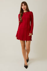 FLARE RIBBED SWEATER MINI DRESS XS