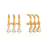 Trio Pear Hoop Earrings