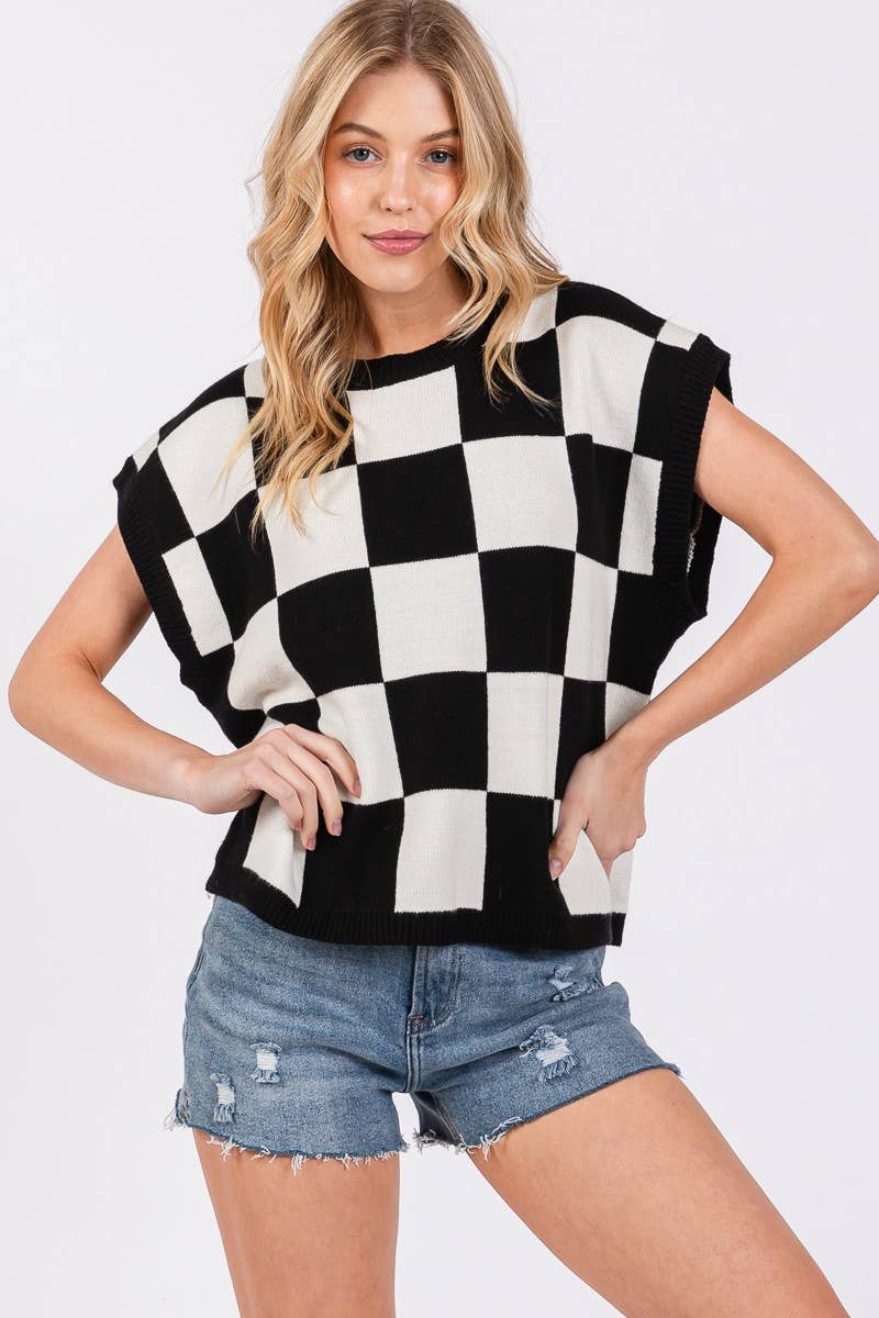 Checkered Game day Top L