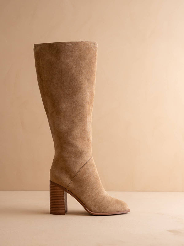 The Shiloh | Latte Knee High Block Heel Boot: LATTE / 7.5