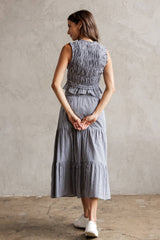 SMOCKED GINGHAM TOP M