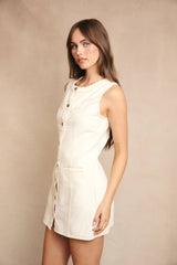 STITCH DETAIL BUTTON DOWN DRESS L