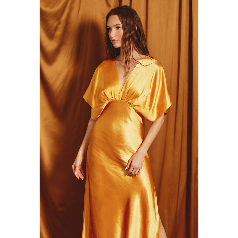 Satin Blouson Maxi Dress