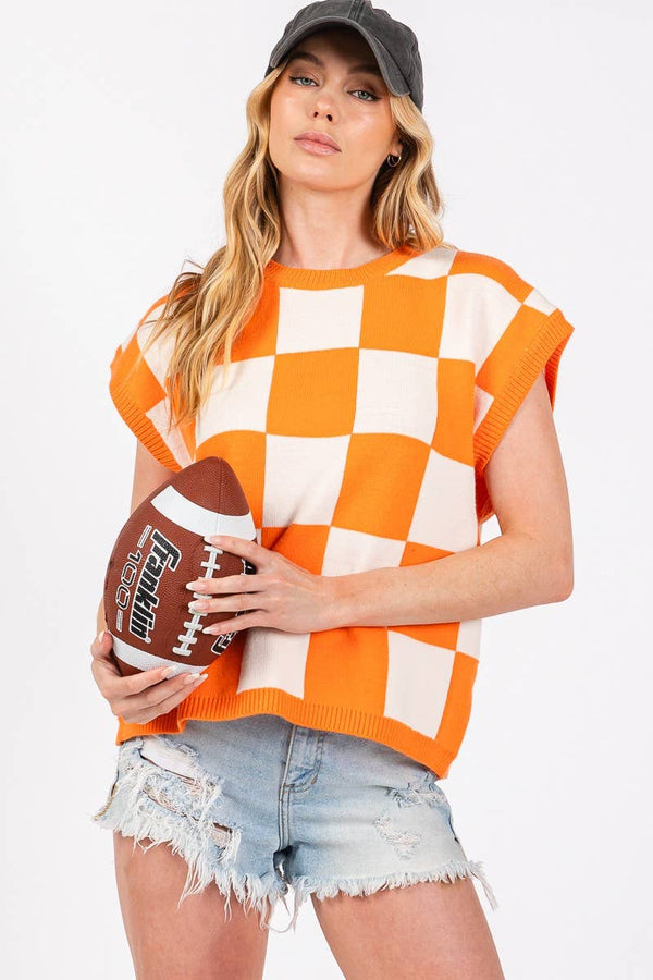 Checkered Game day Top L