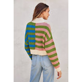 Colorburst Half Zip Collared Sweater: MORNING GLORY / S-M-L(3-2-1)