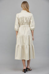 TIERED MIDI DRESS: ECRU / M