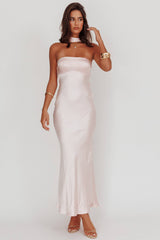 HALTER SATIN MAXI DRESS