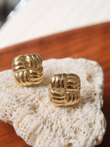 Luella 18K Gold Non-Tarnish Textured Knot Stud Earring: Yellow Gold