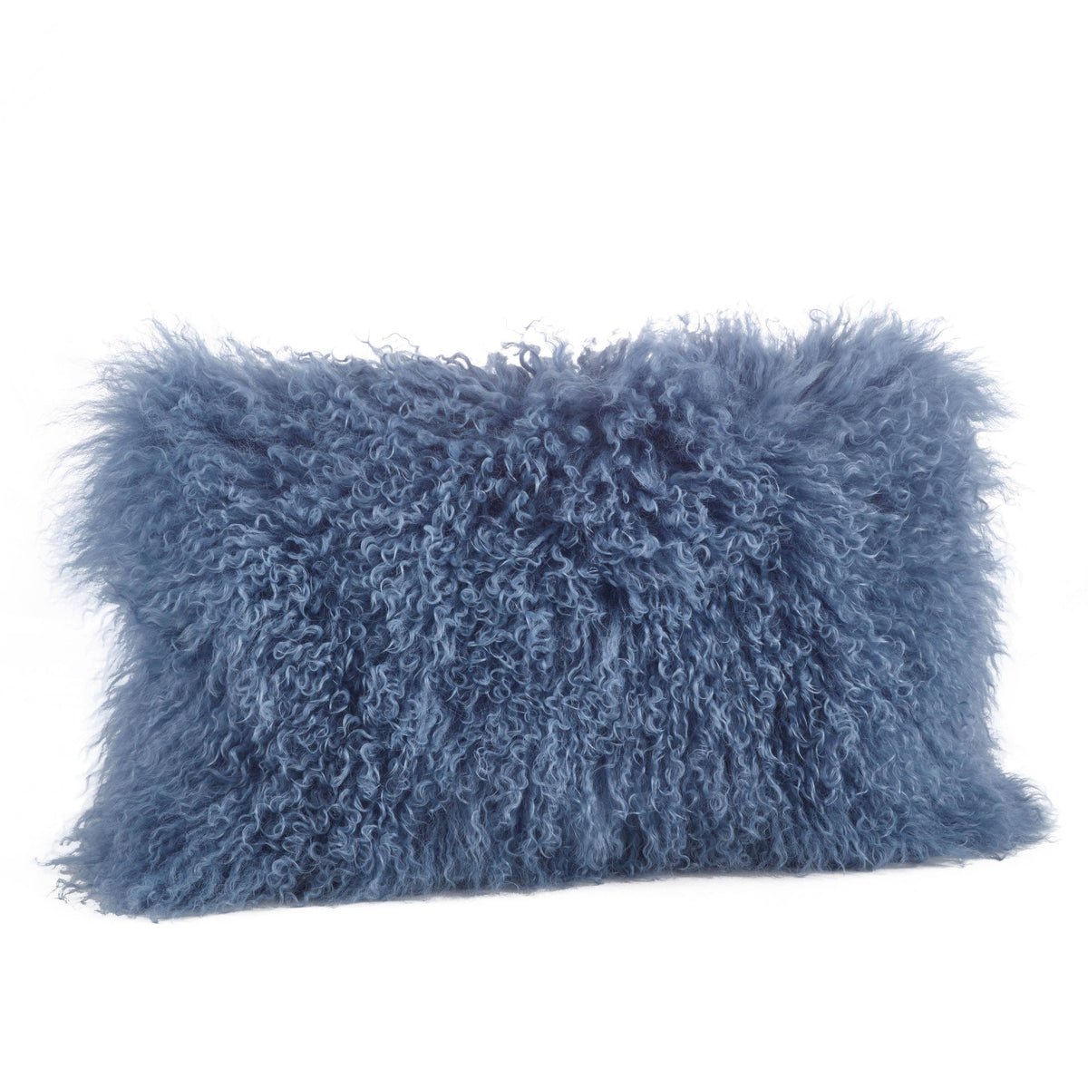 Mongolian Lamb Fur Pillow - Poly Filled: Charcoal / Polyester Insert / 12"x20"