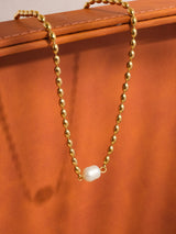 Vigne 18K Gold Non-Tarnish Pearl Ball Chain Necklace: Yellow Gold