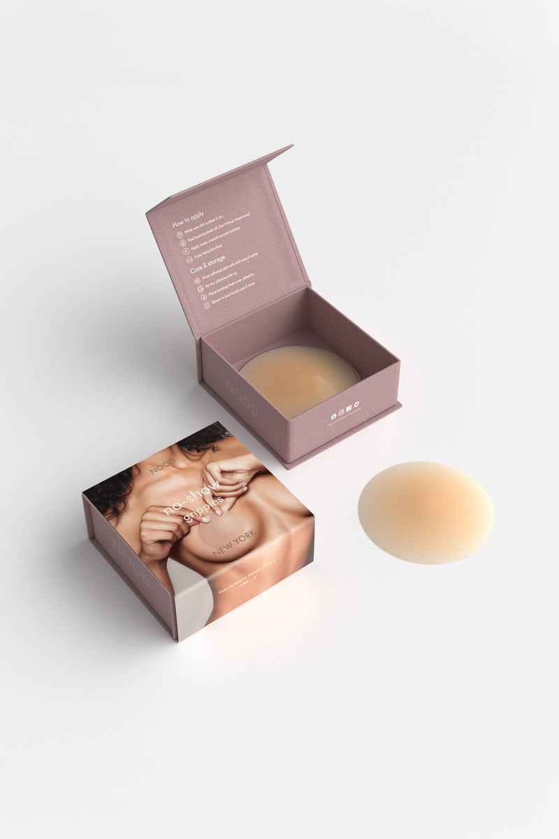 Grippies No-Show | NON-ADHESIVE Reusable Nipple Covers: No 5 Soft Tan / 3in.