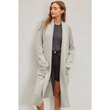 Cozy Long Cardigan: LIGHT GREY / S/M-M/L(4-2)