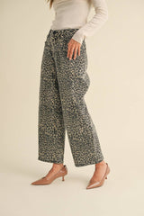 LEOPARD PRINT BARREL PANTS S
