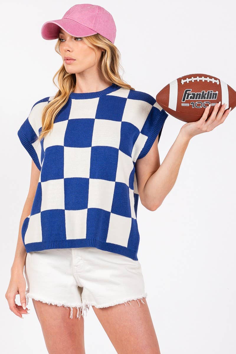 Checkered Game day Top L